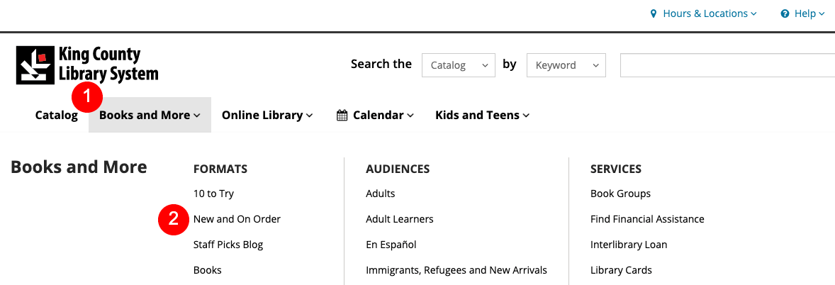 Choose Books and More from the menu across the top of the website. In the Formats section, choose New and On Order.